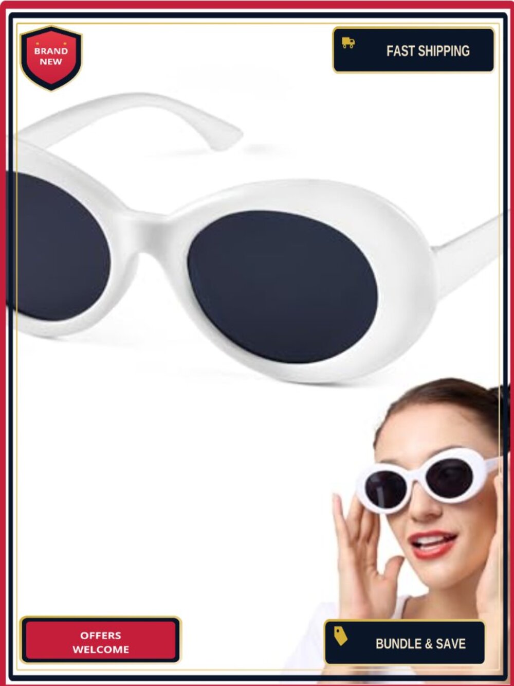 Halloween Round Sunglasses Oval Goggle Eyewear Retro Costume Accessory